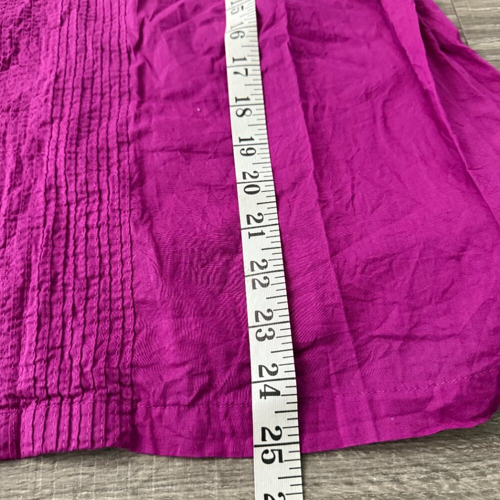 Farm Rio Anthropologie Kelsie Purple Cotton Lace Puff Sleeve Top Sz Large Blouse - Picture 9 of 10